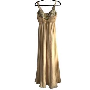 Nina Canacci Peach Beaded Rhinestone Formal Dress